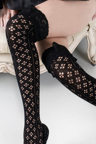 Clover Field Fishnet Thigh High Tights