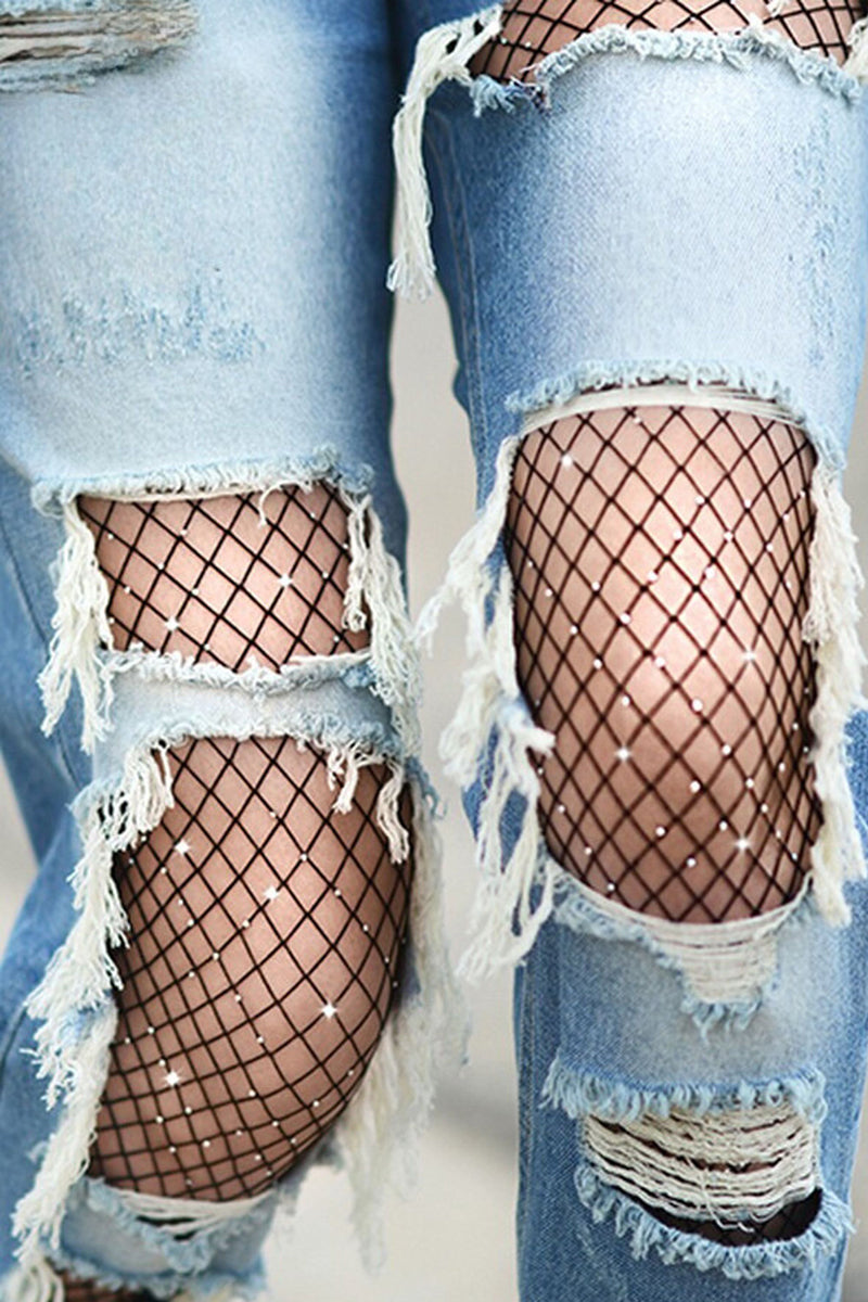 Shimmering Sparks Rhinestone Fishnet Tights