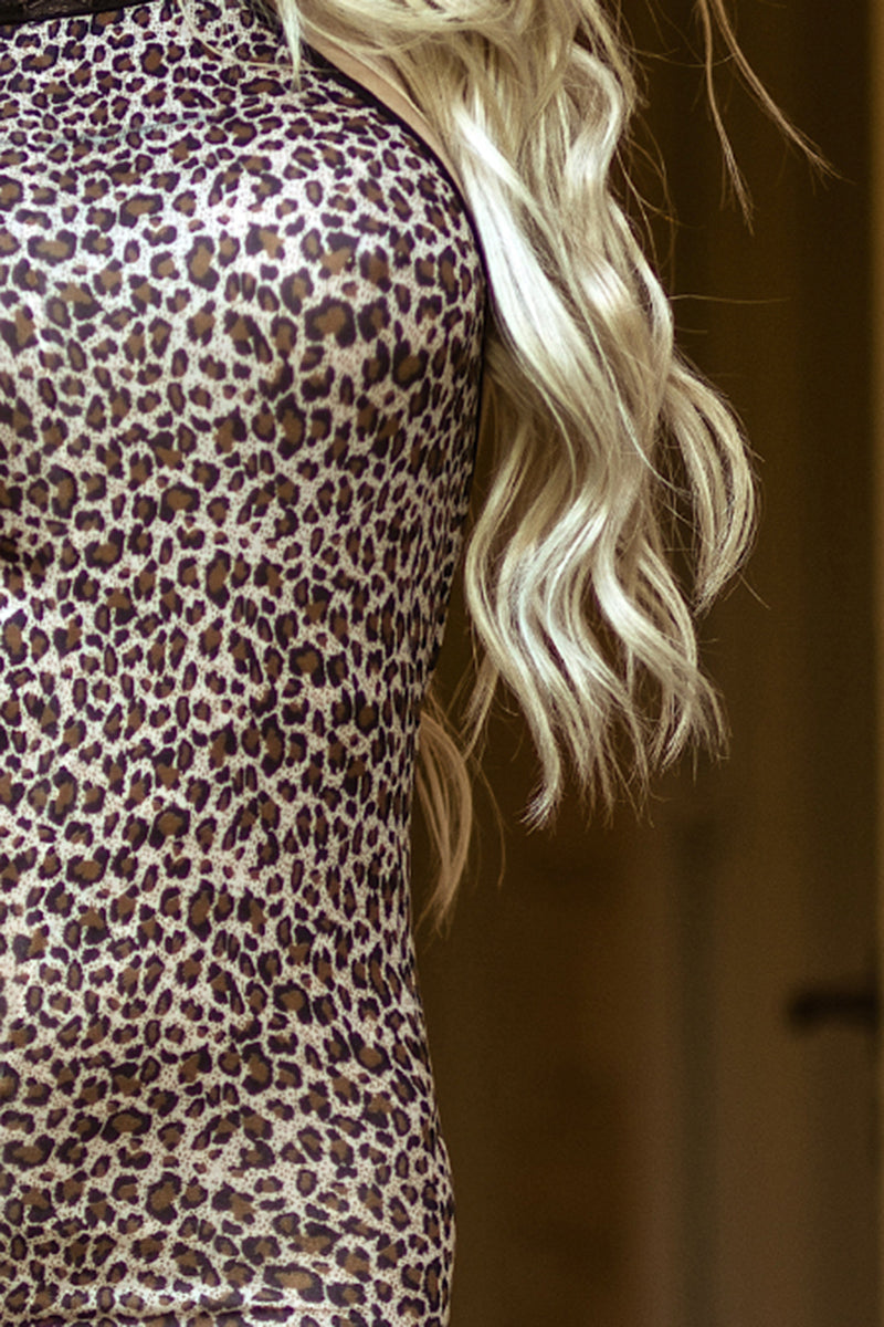 Apex Seduction Cheetah Crotchless Fishnet Bodystocking