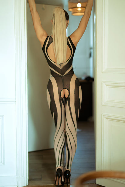 Beastly Temptation Contrast Mesh Bodystocking with Thong